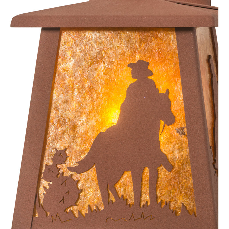 Rustic Amber Mica and Steel Bell-Shaped Dimmable Wall Sconce