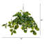24 po Pothos artificiels résistants aux rayons UV avec 50 lumières DEL blanc chaud dans un panier suspendu blanc (intérieur / extérieur)