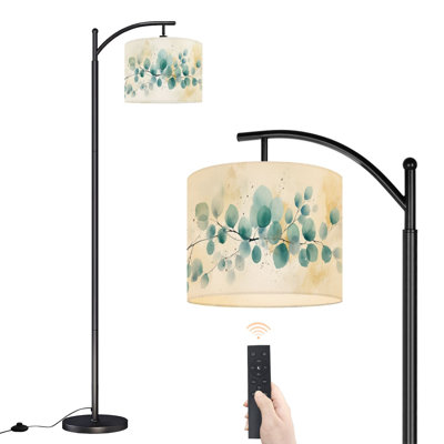 Lampe sur pied à arc avec abat-jour réglable plantes vertes feuilles fleurs florales vigne Home Decor Art lampe sur pied 3 températures de couleur à intensité variable haute lampe sur pied avec interrupteur au pied pour la chambre à coucher
