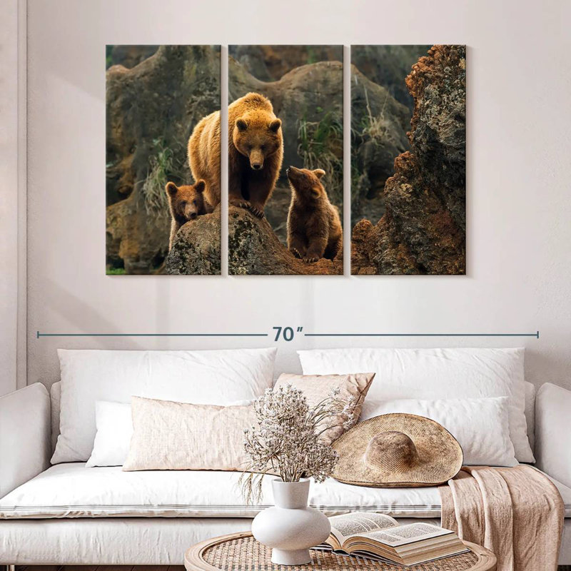 Bear And Cubs, 32" H x 50" W