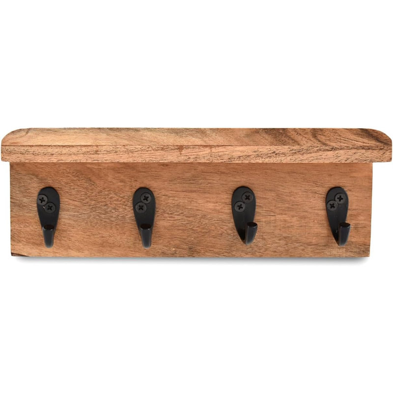 Worchester Wall Organizer with Key Hooks, Rustic Brown, 3.5cm H x 10cm W x 3.5cm D