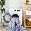 Tapis lavables LOOM & LUXE 5X8, à poils courts, antidérapants, antidérapants, pliables, adaptés aux enfants et aux animaux de compagnie - Tapis pour salon, chambre à coucher, cuisine (bleu / crème, 5 pi x 8 pi)-447116953