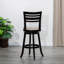 Tabouret pivotant à lattes de 30 po de hauteur de bar, finition espresso, siège en tissu beige-1080185674-1080185717