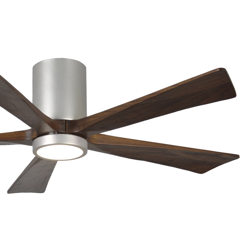 Irene Flushmount Light Kit 5 Blade LED Ceiling Fan, Brushed Nickel, 52", Walnut Tone