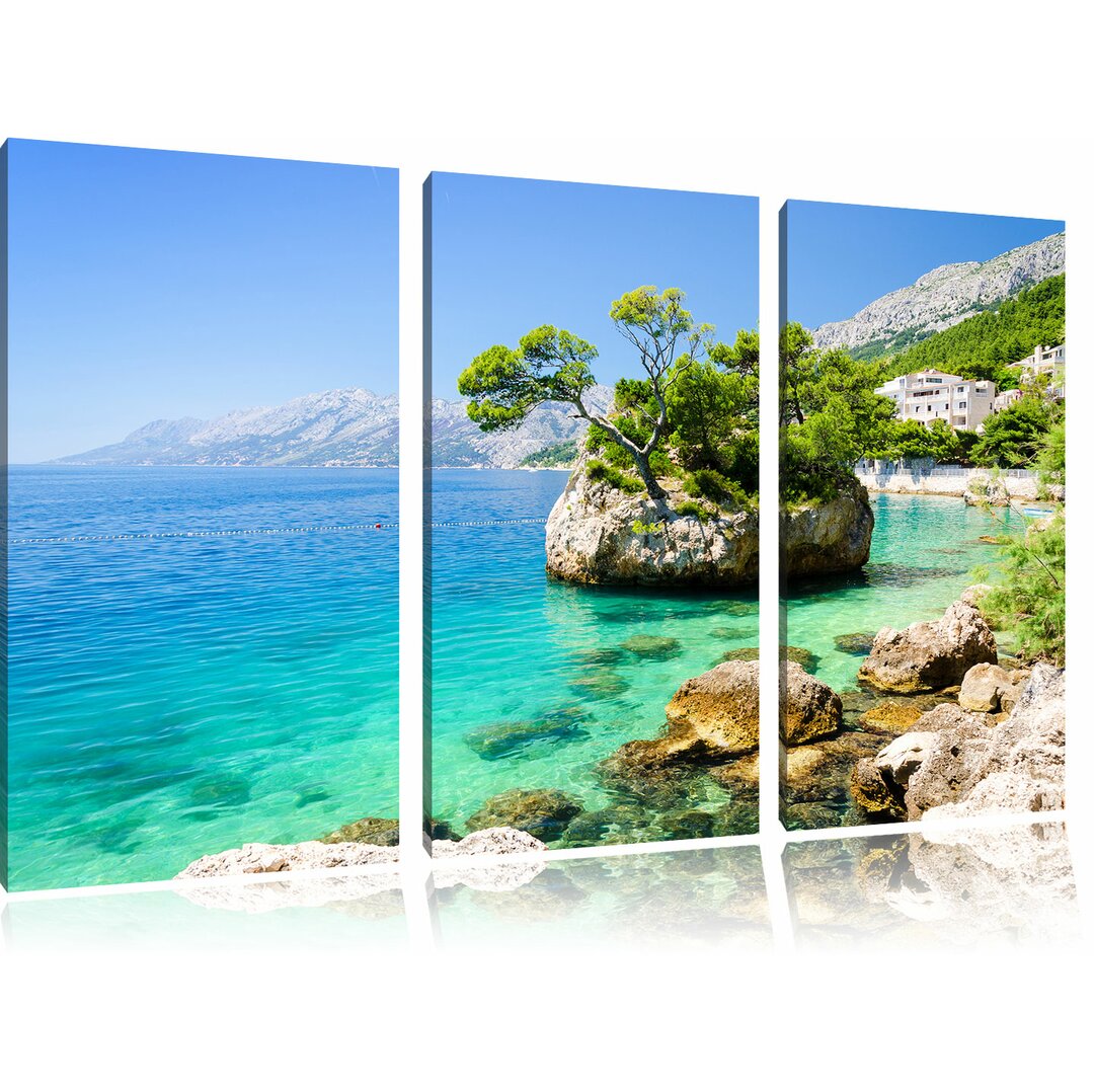 3-tlg. Leinwandbilder-Set Wunderschöner Dalmatia Strand in Kroatien, Fotodruck