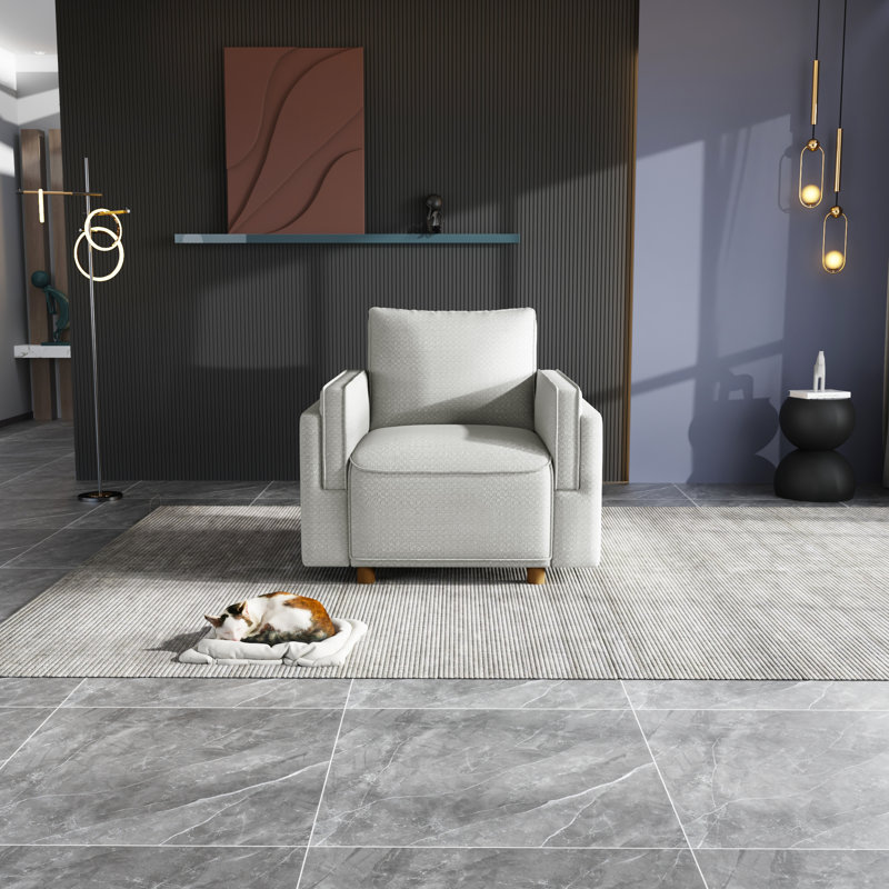 Fauteuil Joelie, Mélange de lin gris clair
