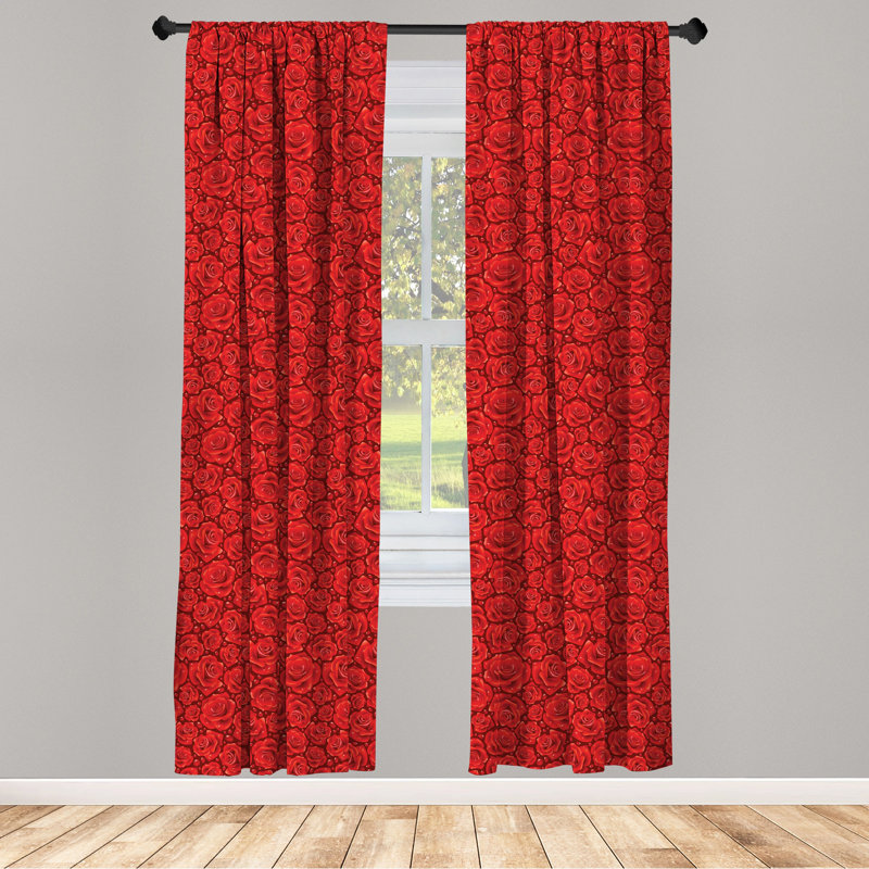 Vivid Roses Semi-Sheer Rod Pocket Sliding Panel, 28" x 63"