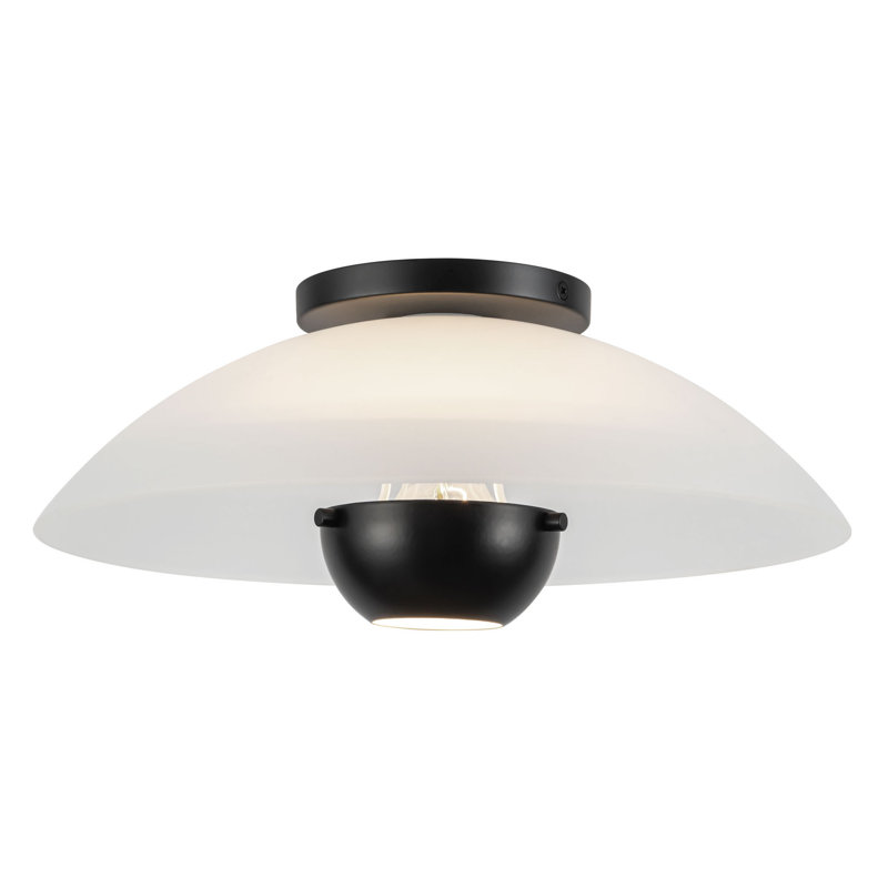 Umbra 14-in Black Semi-Flush Mount, Matte Black, Steel and Glass