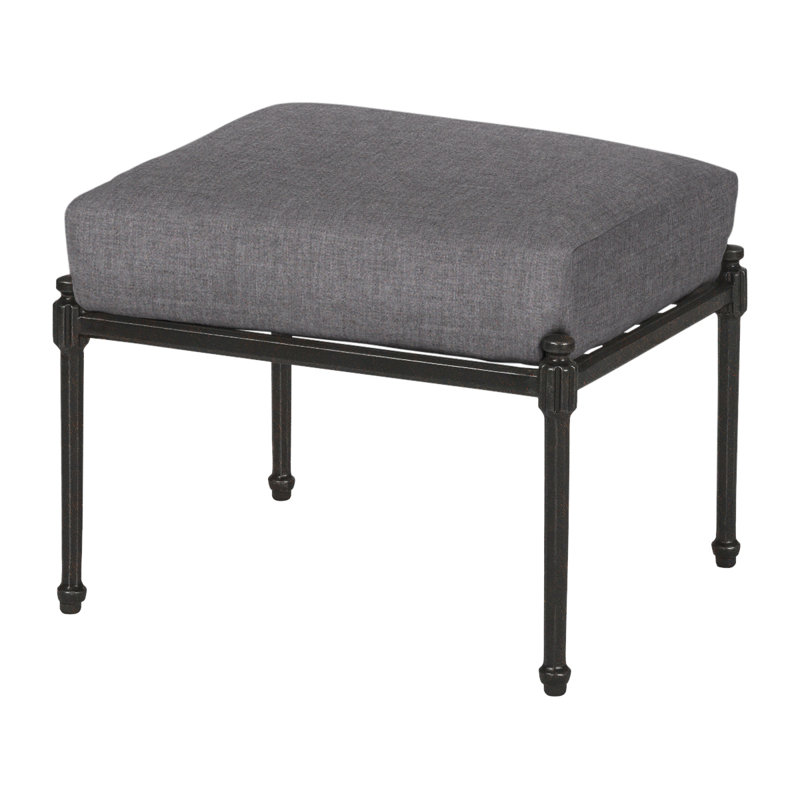 Morro Bay Outdoor Ottoman, Cast Slate Sunbrella® Plainweave, Midnight Gold