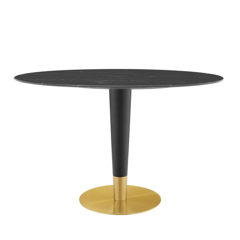 Zinque Oval Artificial Marble Dining Table, 47" W x 27.5" L, Black