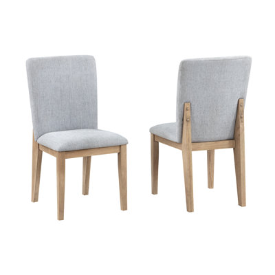 Gray Linen And Oak Finish 19" Armless Dining Chairs, Of 2, Seat Back Height, Cushioned Seat, Enhance Room Charm 2 Comfort, Suitable For Any Gathering