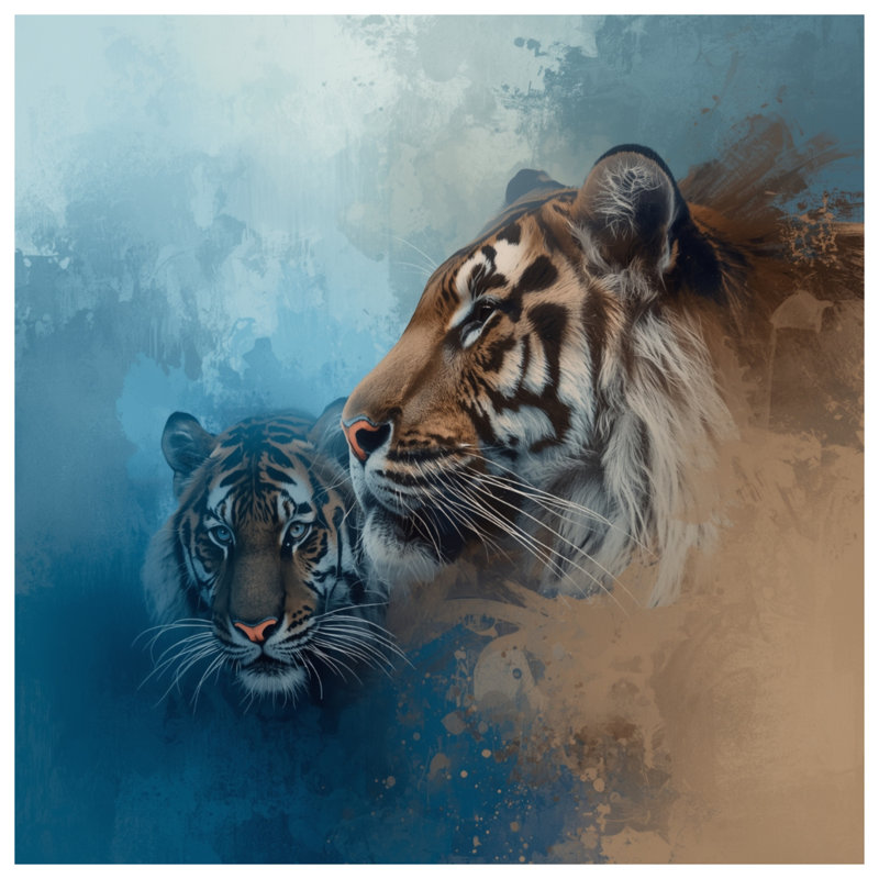 Édredon Tigers In Abstract Art, Très grand lit