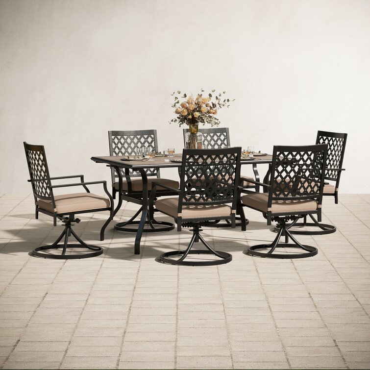 Lark Manor Alyah 6 - Person Rectangular Outdoor Dining Set with