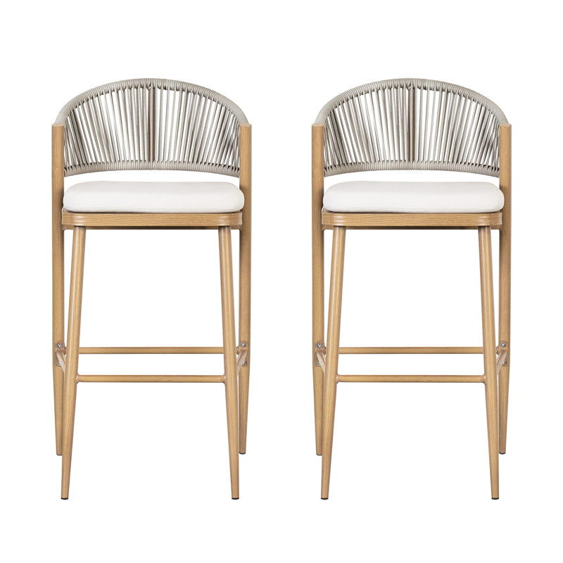 Ensemble de 2 sièges d'extérieur, assise de 30,25 po de hauteur, structure en aluminium, en forme de PE, finition érable, style moderne, rouille, largeur de 22,08 po, coussin d'eau avec 2, profondeur de 19,39, coussin, rembourrage en mousse