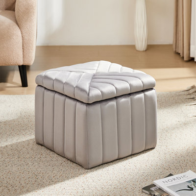 Amalina 46cm Wide Velvet Rectangle Solid Colour Footstool Ottoman with Storage