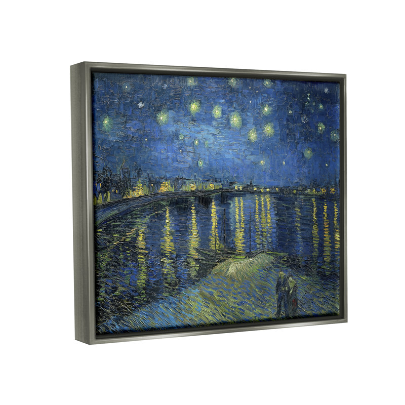 «Starry Night over Rhone Classic» par Vincent Van Gogh - Peinture, H 17 po x l 21 po x P 1,7 po, Cadre flottant gris lustré