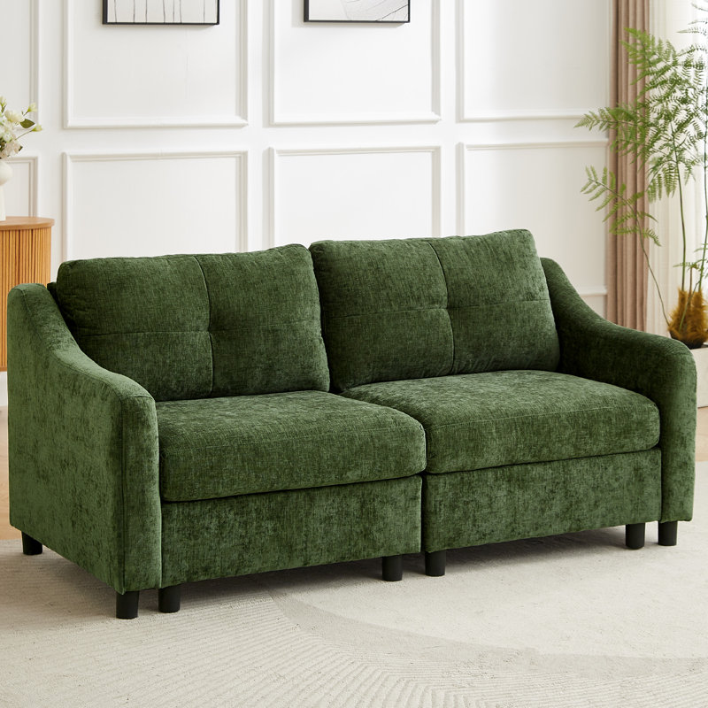 Chenille Sofa, Green, 2