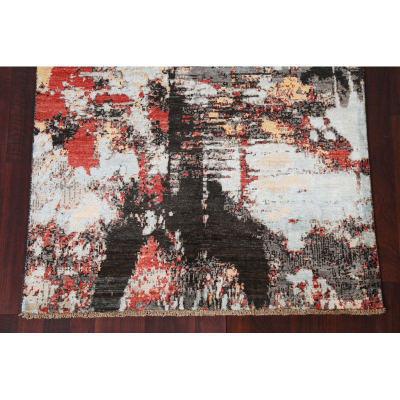 Vegetable Dye Abstract Wool Area Rug 4x6
