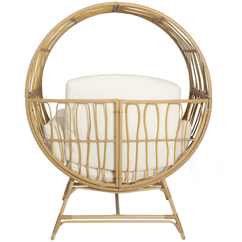Fauteuil pour patio en osier avec coussin, Beige