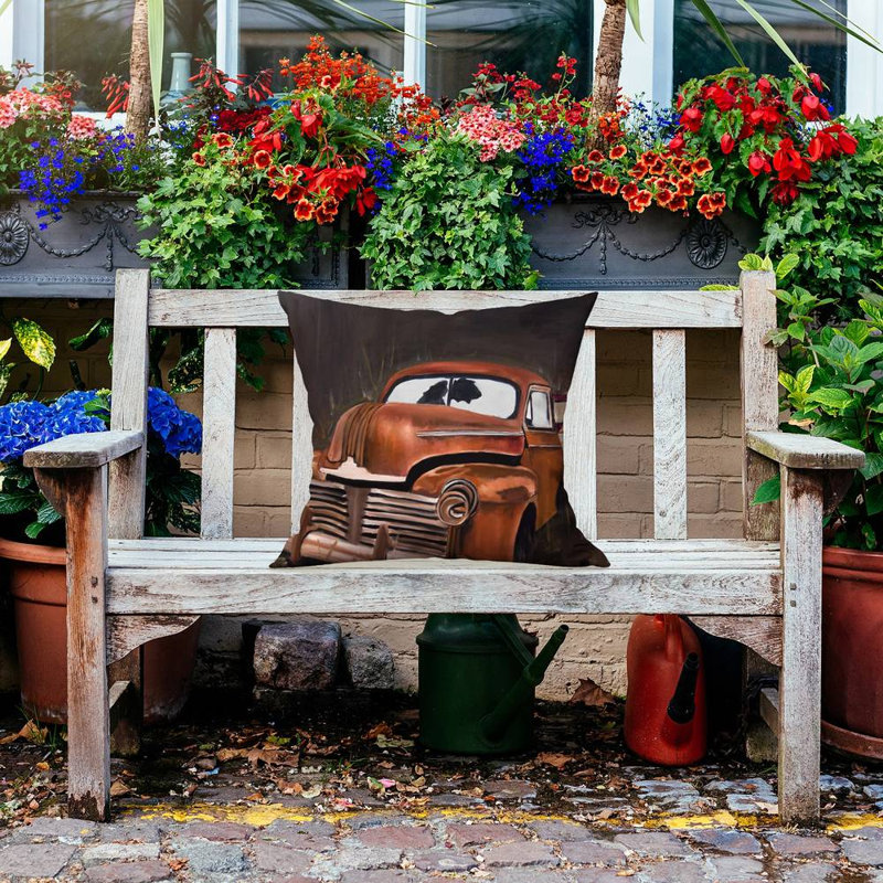 Old Car Crash Industrial Outdoor Throw Pillow | Home Decor, Square 20"