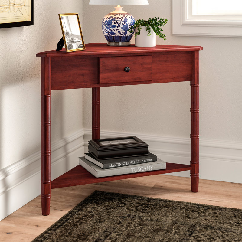 Twerton Solid Wood End Table with Storage, Red