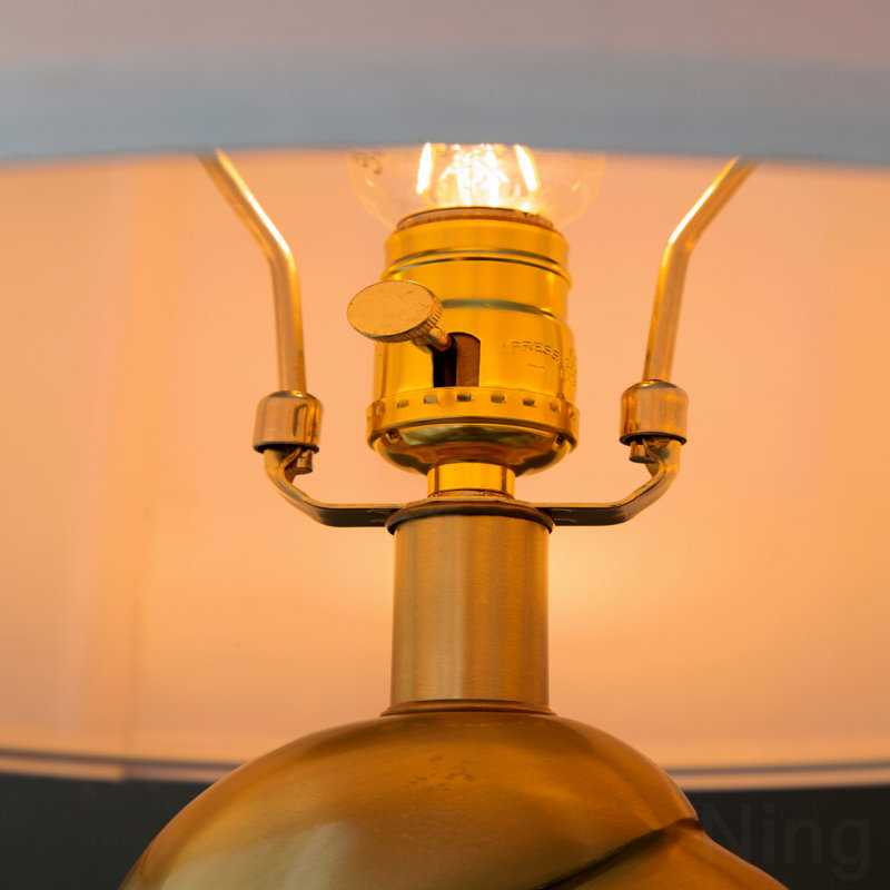 Table Lamp, With White Drum Shade