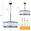 Lustre tambour 6 lumières moderne en tissu noir mat à intensité variable, luminaire suspendu à hauteur réglable pour îlot de cuisine, salle à manger et salon-131364338