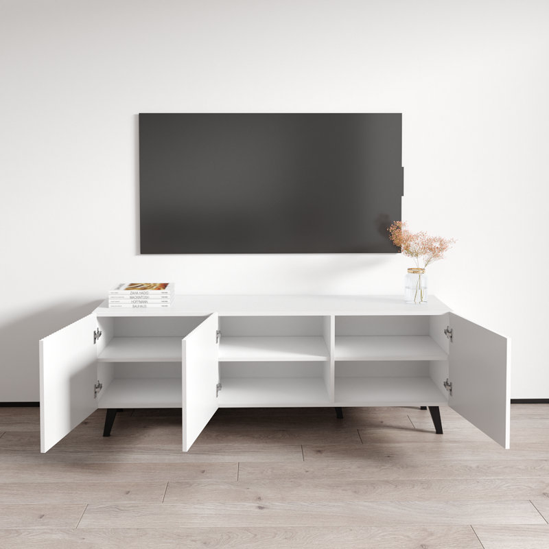 Palos 59.3" Modern TV Stand with Matte Finish, White