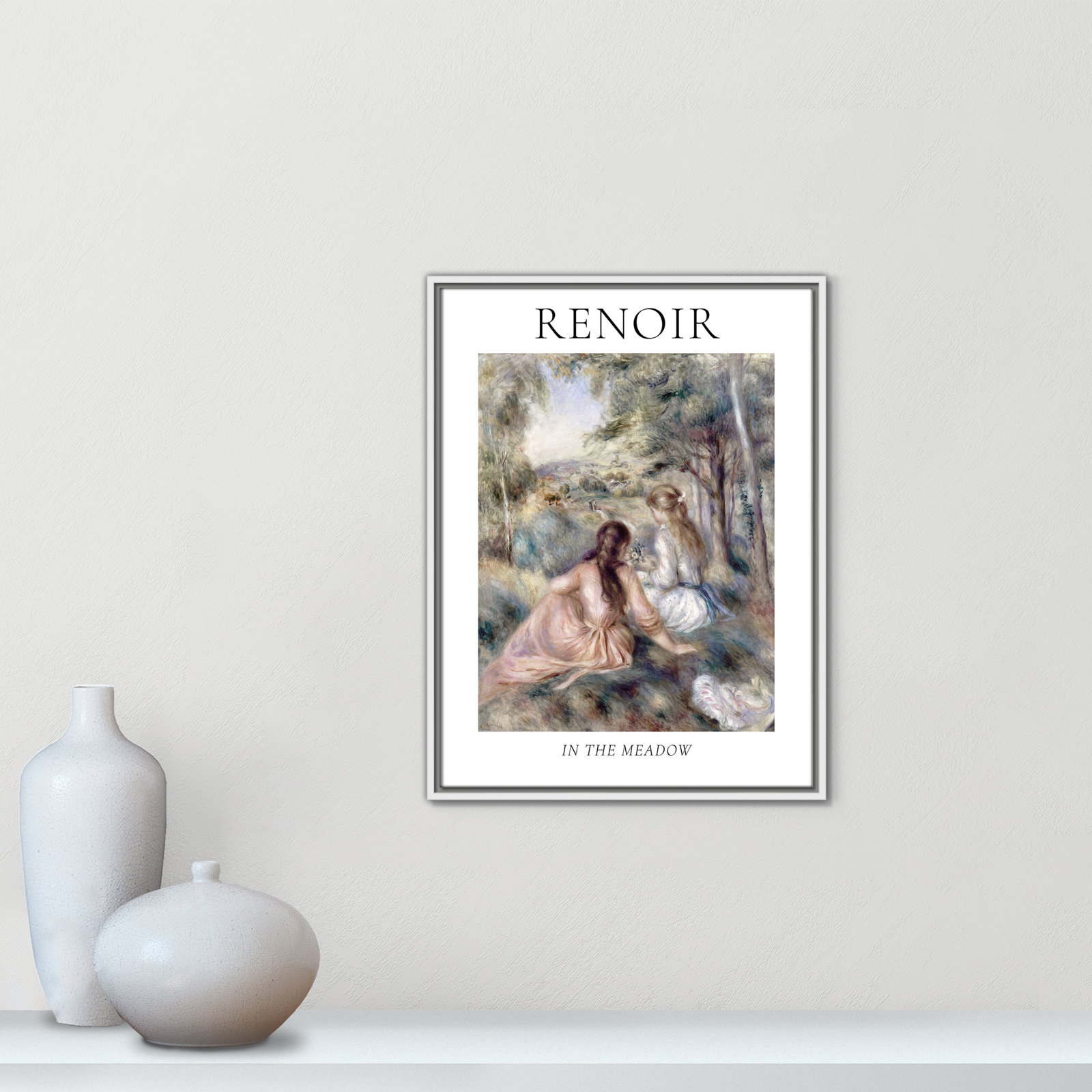 Old Masters Collection "In the Meadow" Print, White Floater Frame, No, 25.5" H x 19.5" W x 2" D