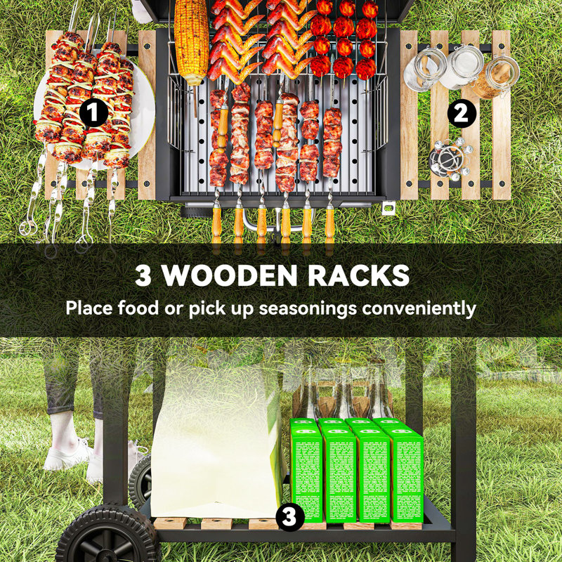 Outsunny 112cm W Portable Charcoal Grill
