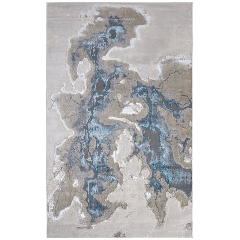 Jewel Modern Abstract Gray Area Rug, Rectangle 6'7" x 9'6"