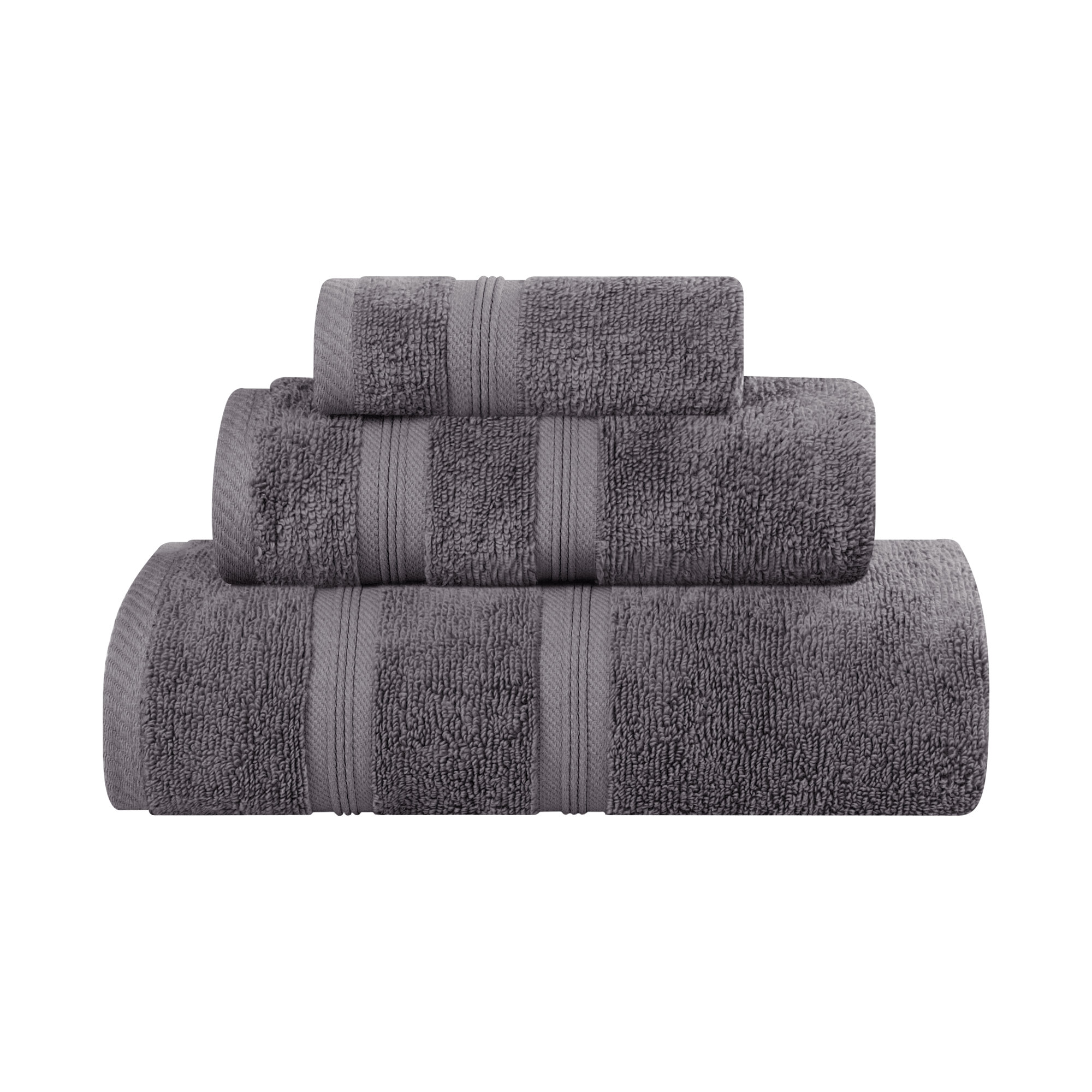 Selda 3 Piece Cotton Bath Towel Set, Gray
