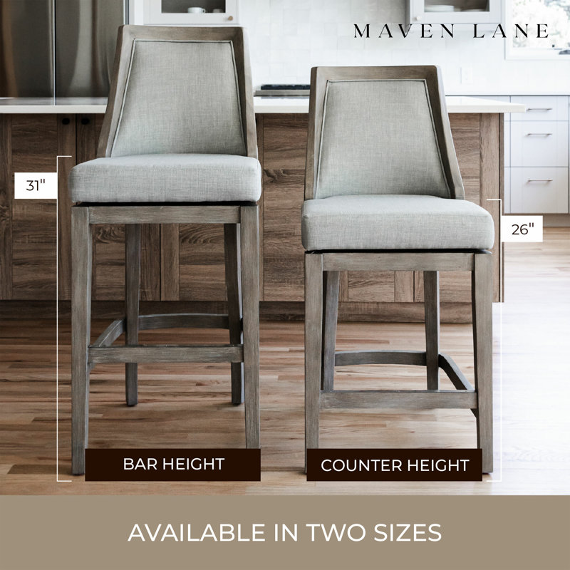 Vienna 31" Ash Grey Upholstered Swivel Bar Stool with Reclaimed Oak Frame