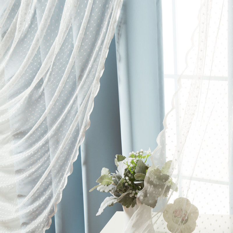 Tulle Polyester Room Darkening Curtain Panels, Sky Blue, 52" W x 84" L