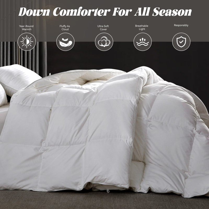 Ultra Soft and Breathable All Seasons Feather Down Comforter Duvet Insert, King