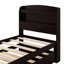 Lit simple avec très grande capacité de rangement et tête de lit à DEL, rangement brun foncé, tête de lit, 2 tiroirs, lit gigogne-1041571666