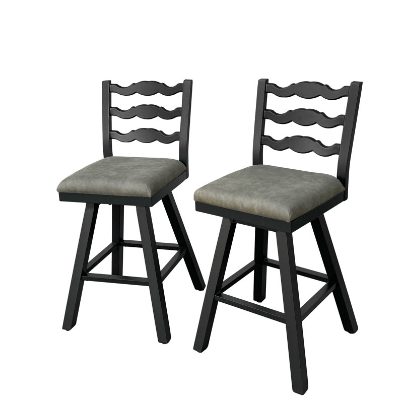 Kindig Swivel Upholstered 26'' Counter Stool with Aluminum Frame ( Set of 2), Green