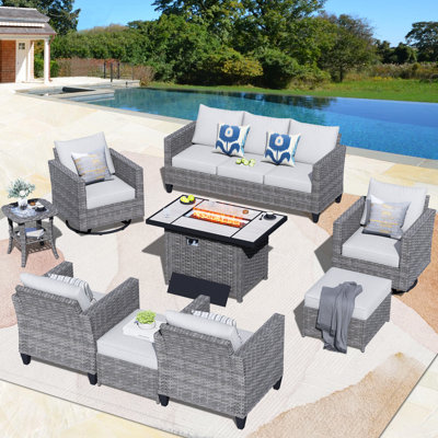 Pequena 8 - Person Patio Conversation Set with Cushions