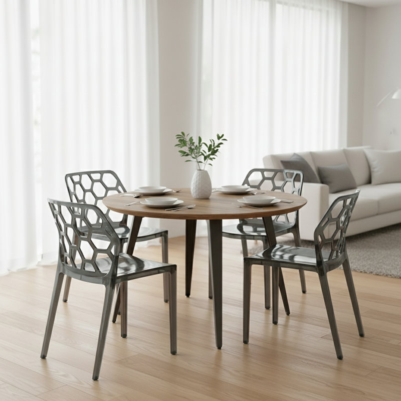 Chaise d'appoint Jakubowski, Noir transparent, Simple