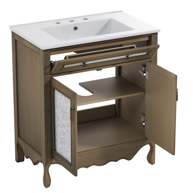 Freestanding Standard Free Standing Single Double Single Vanity Bathroom Vanity With Ceramic Top