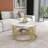 Round 2-Piece Nesting Set Sintered Stone Top White Coffee Table With Metal Frame