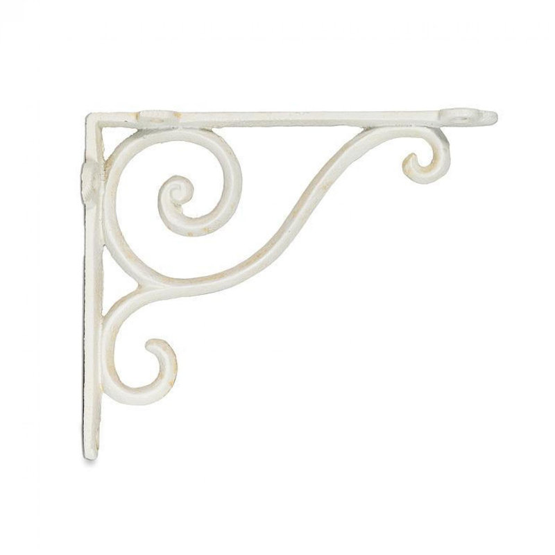 Set Of 2 Antique White Scroll Bracket