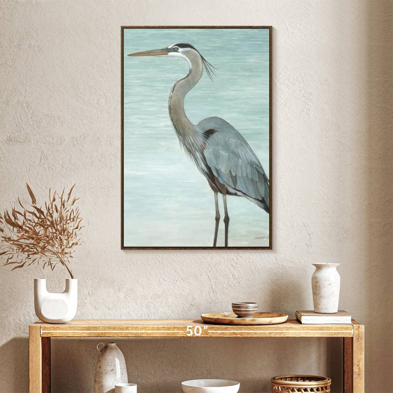Grand héron, 25" x 37", Floating Frame Walnut