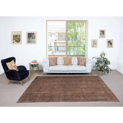 Tapis turc en laine fabriqué à la main 6,5 x 9,5 pi de style turc rétro pour l'intérieur moderne