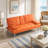 67-inch Orange Leather Multifunctional Double Folding Sofa Bed with Coffee Table for Office Use