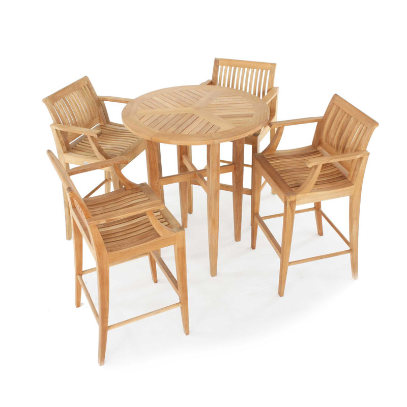 Outdoor Round Teak Bar Table