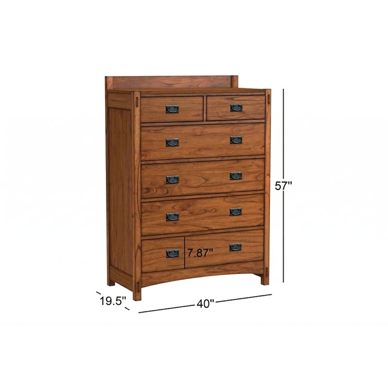 Orpha 40" W 6-Drawer Solid Wood Vertical Chest with Ball Bearing Glides