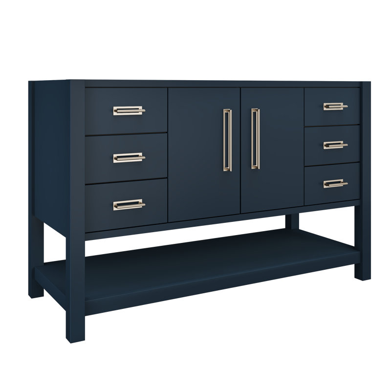 Kiawah Single Extra Wide Bath Vanity, Hague Blue, Satin Nickel, 54"