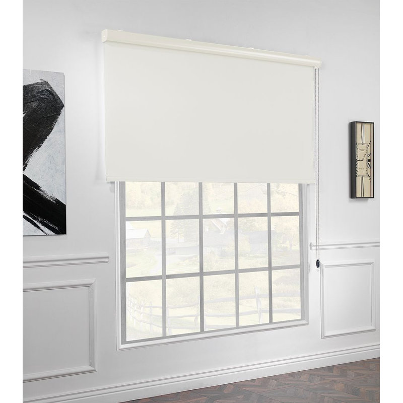 Store à enroulement occultant avec cordon métallique sur mesure, Crème, crème, L 33,25 po x L 72 po