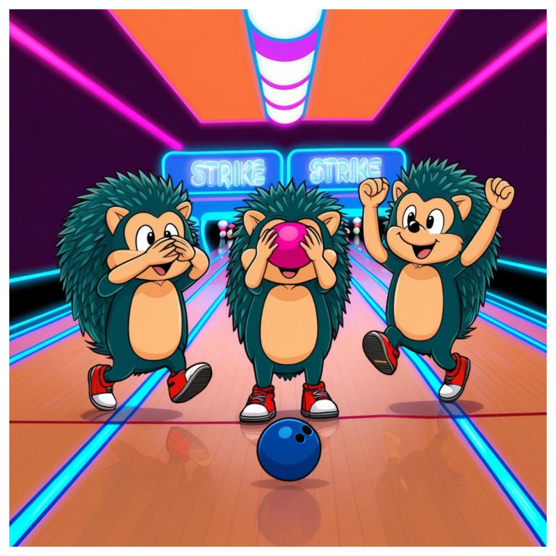 Caricature de rideaux de quilles Hedgehogs Bowling, 50 po x 80 po - 1 panneau, Transparent
